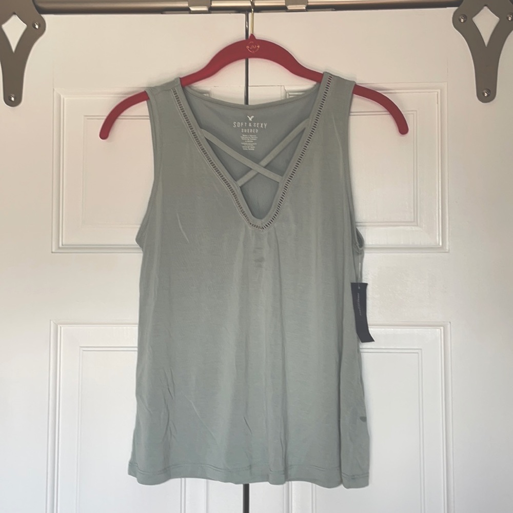 American Eagle Soft & Sexy Sueded Mint Green Tank